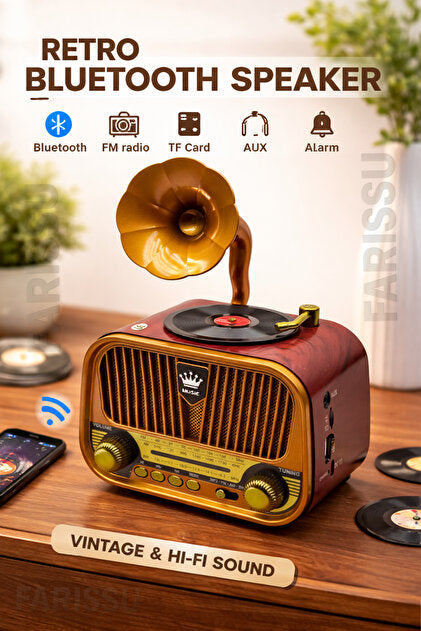 MD-1318BT nostaljik tasarımlı bluetooth hoparlör ve radyo.