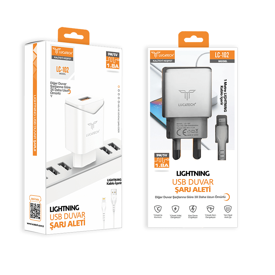 Lc-102 usb lightning şarj seti 1,8a 9w kolaymagza ,klolay magza, km , km tech, km technology, toptan telefon aksesuarları, toptan, Kolaymagza, KolayMazga, KM technology, KM tech, toptan gsm, toptan ürünler, e-ticaret toptan, eminönü toptan, tahtakale, tahtakale toptan