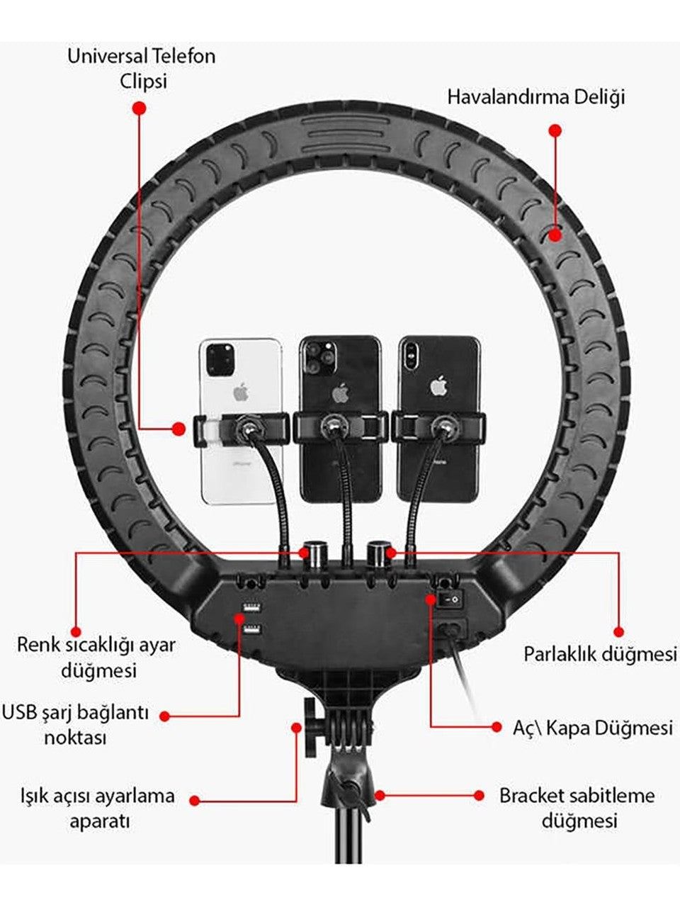 Mj18 - 45cm LED RGB Selfie Light Ring Light + Tripod Stand Included - G1K