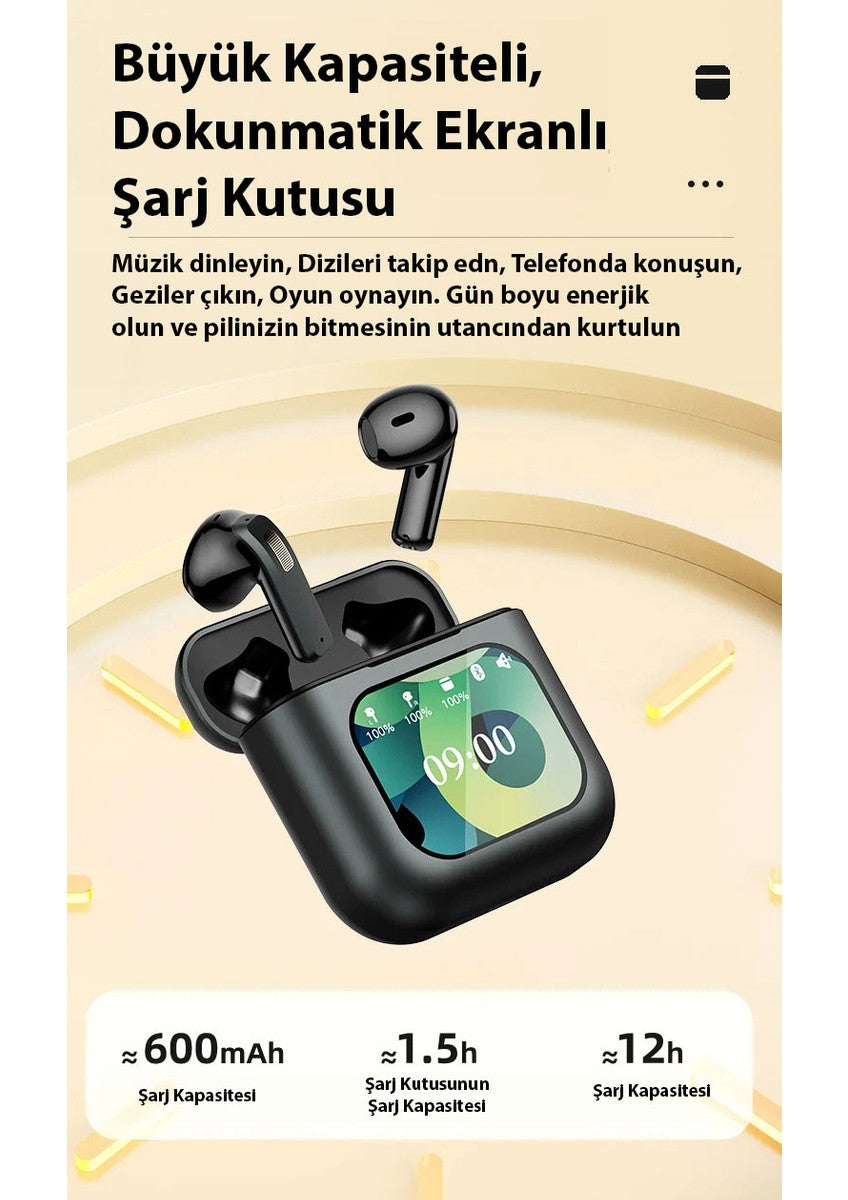 K1 dokunmatik ekranlı ANC ENC kulak içi mikrofonlu 5,3v bluetooth kulaklık - B3K