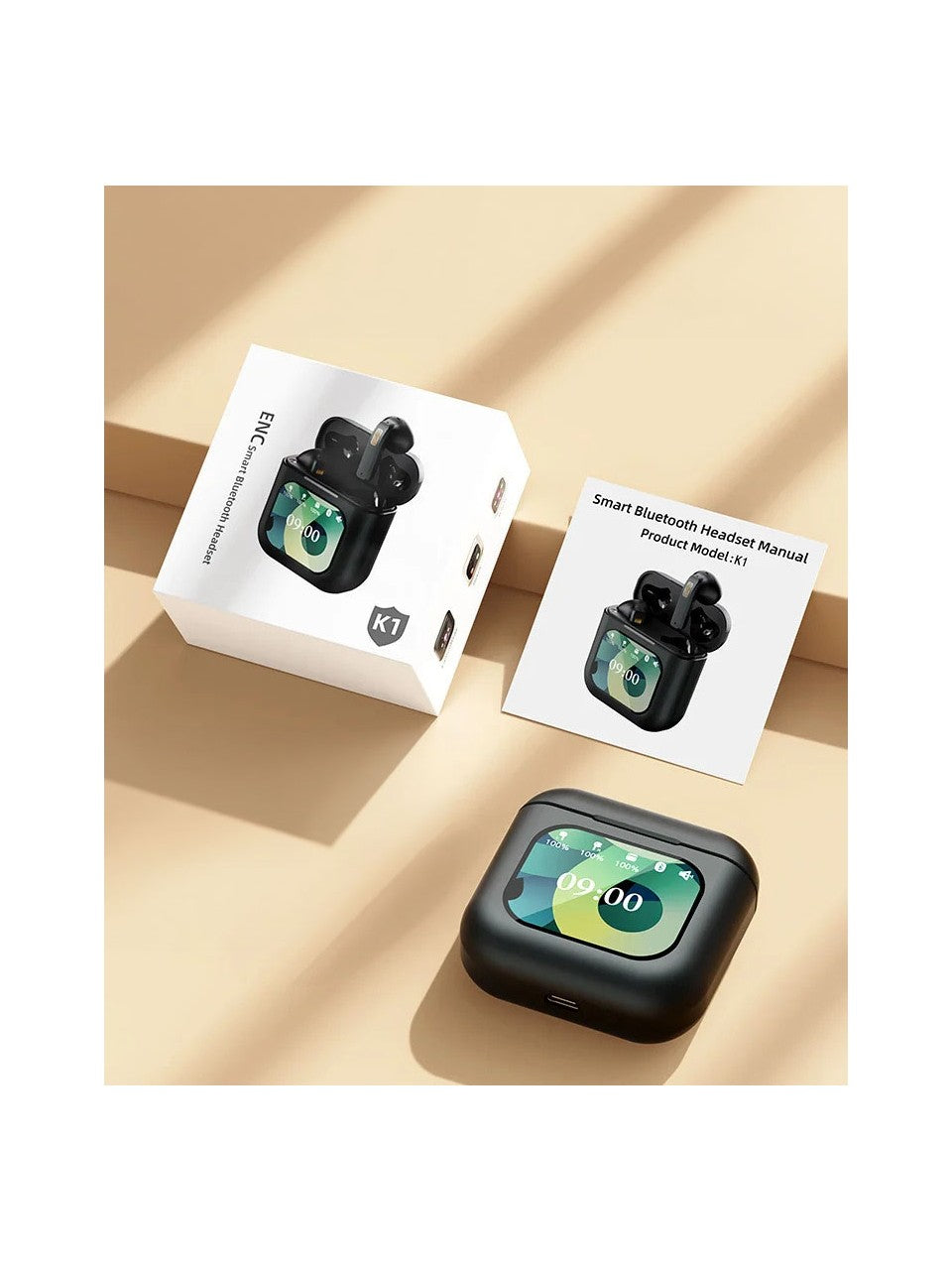 K1 dokunmatik ekranlı ANC ENC kulak içi mikrofonlu 5,3v bluetooth kulaklık - B3K