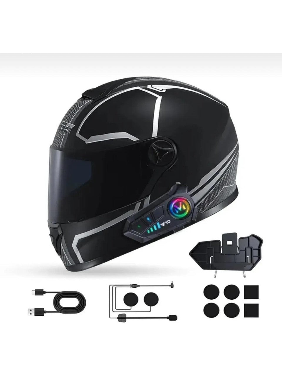 Y10 waterproof helmet intercom bluetooth stereo rgb light universal - G2P