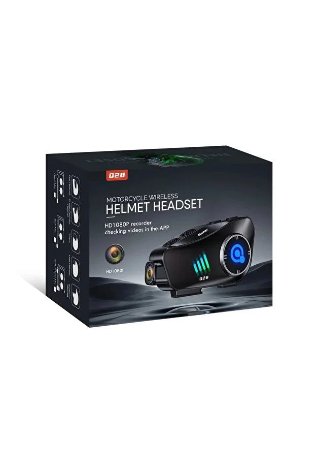 Q28 1080P kameralı Intercom +32GB SD Kartlı Bluetooth Motorsiklet Kask Kulaklığı İnterkom su geçirmez - G6O