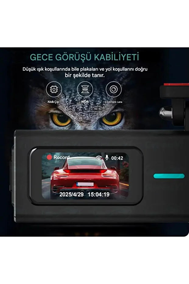 F8 4K Ultra Hd Ekranlı Ön Kamera Video Kaydedici Araç Kamerası Wi-Fi, IR Gece Görüşü, APP Kontrol DashCam - G6S