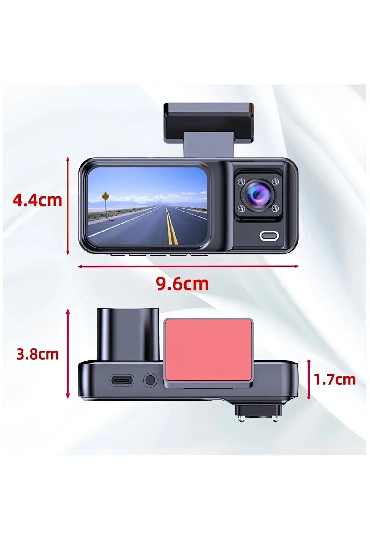 1080p full hd DVR araç içi kayıt dash cam ön arka çift kameralı mikrofonlu - G5W
