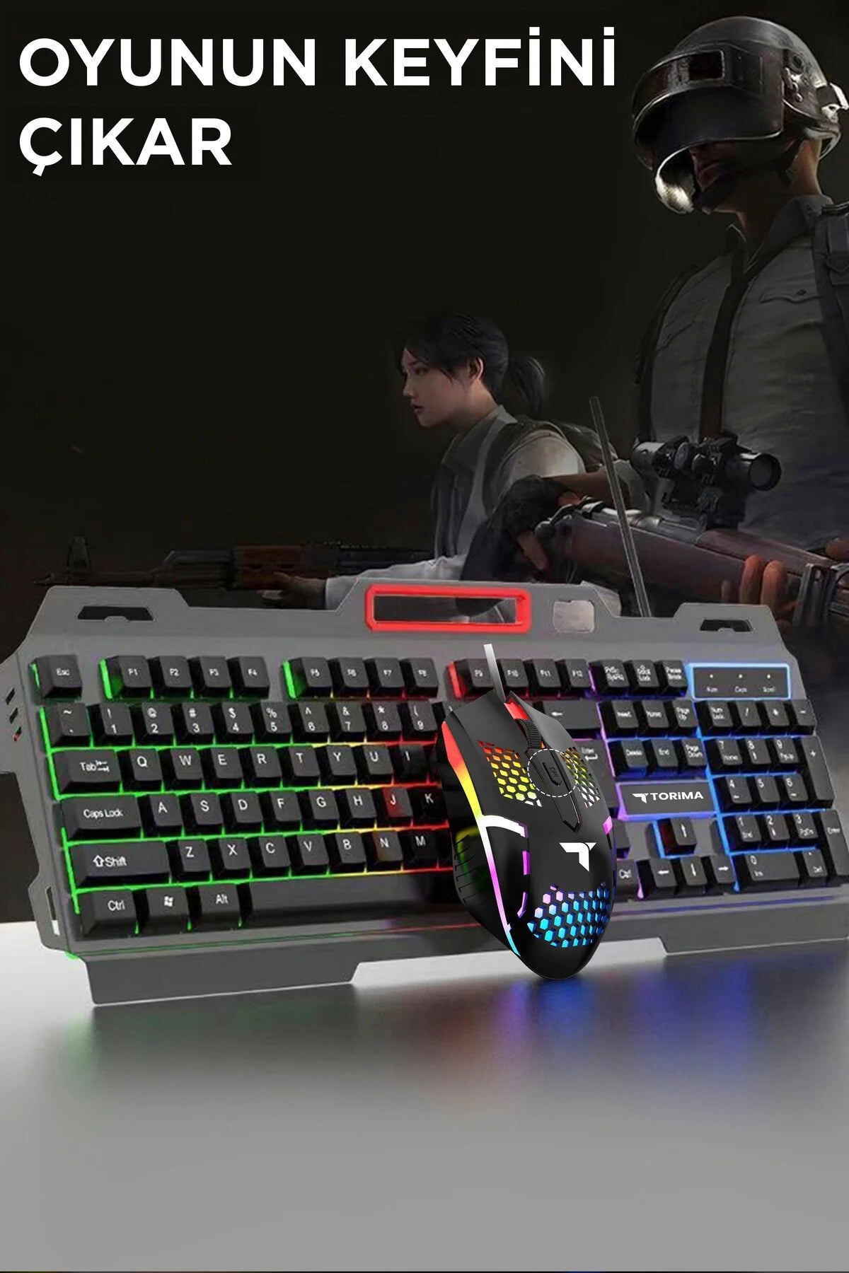 مجموعة ماوس ولوحة مفاتيح للألعاب RGB - مجموعة ألعاب بإضاءة LED ملونة tmk-06 - G4S