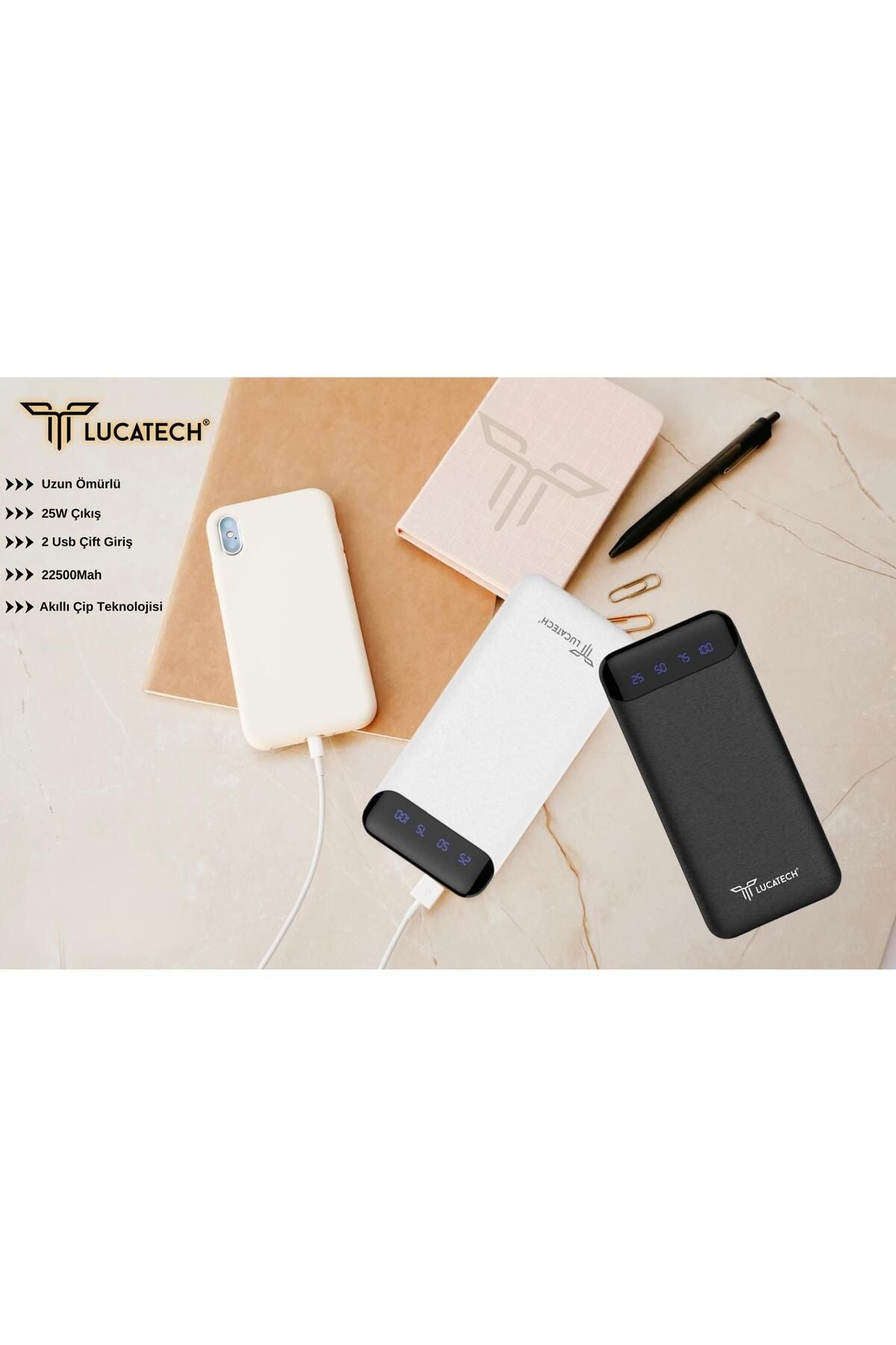 12500 mAh hızlı şarj destekli çift USB ve typeC mikro girişli taşınabilir led göstergeli powerbank lp-503