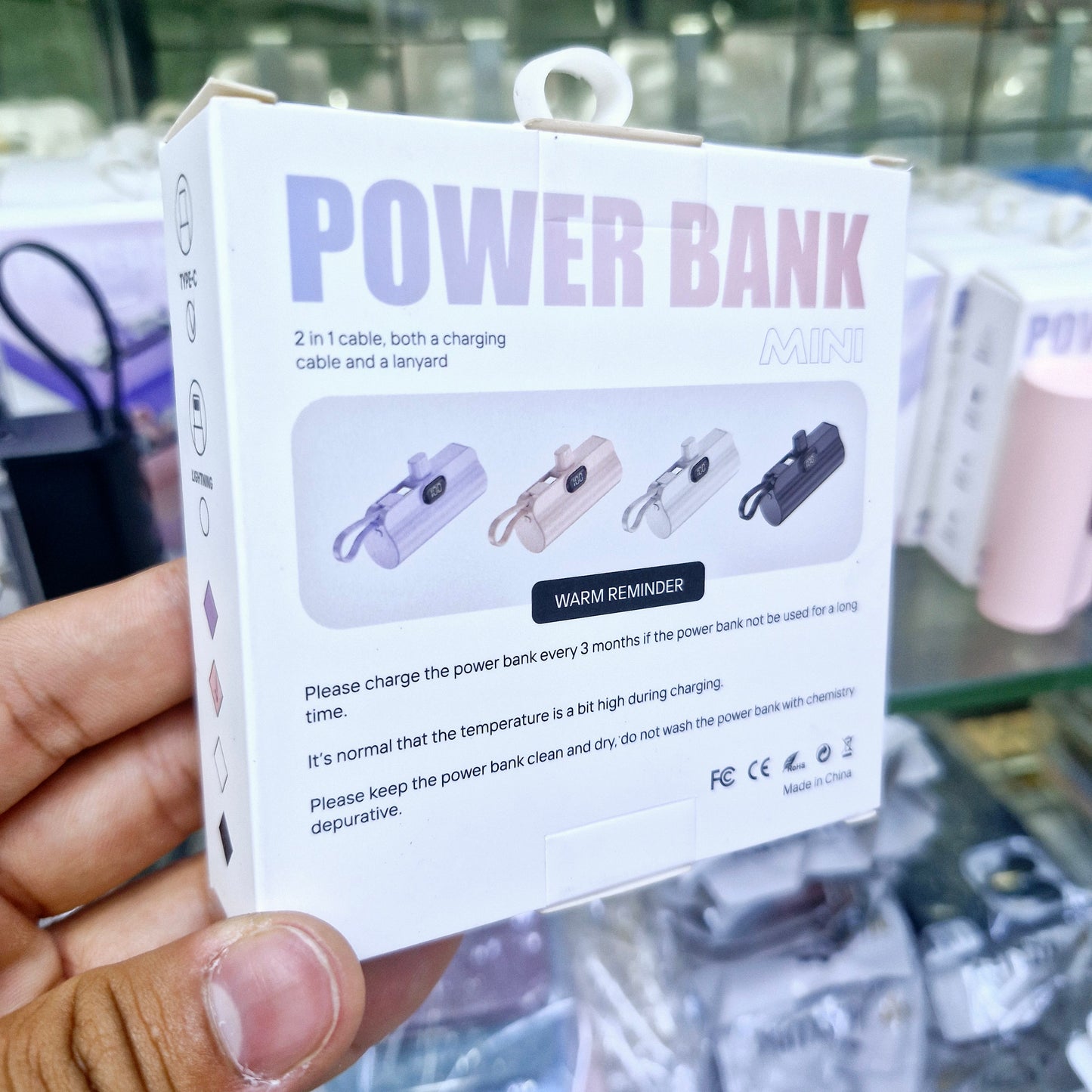 5,000 mah mini led göstergeli typeC ve lightning powerbank