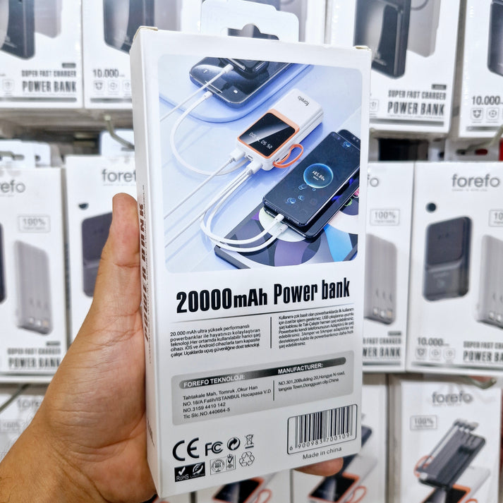 Forefo 20.000 mah powerbank | led seviye göstergeli | çift usb çıkışlı | yüksek hızlı şarj | taşınabilir şarj cihazı kolaymagza ,klolay magza, km , km tech, km technology, toptan telefon aksesuarları, toptan, Kolaymagza, KolayMazga, KM technology, KM tech, toptan gsm, toptan ürünler, e-ticaret toptan, eminönü toptan, tahtakale, tahtakale toptan