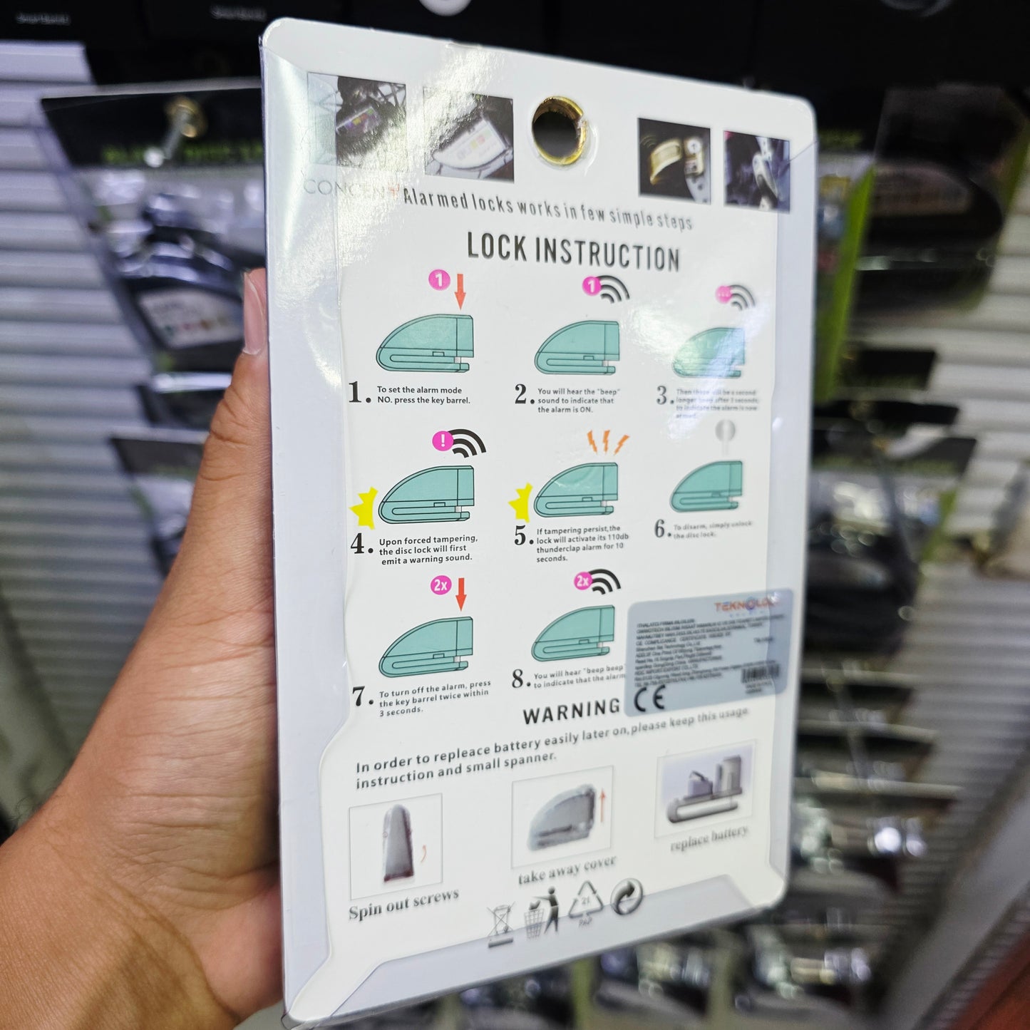 Alarm disc lock motosiklet teker kilidi suya dayanıklı alarmlı kolay kurulum tn-1404 - G5M