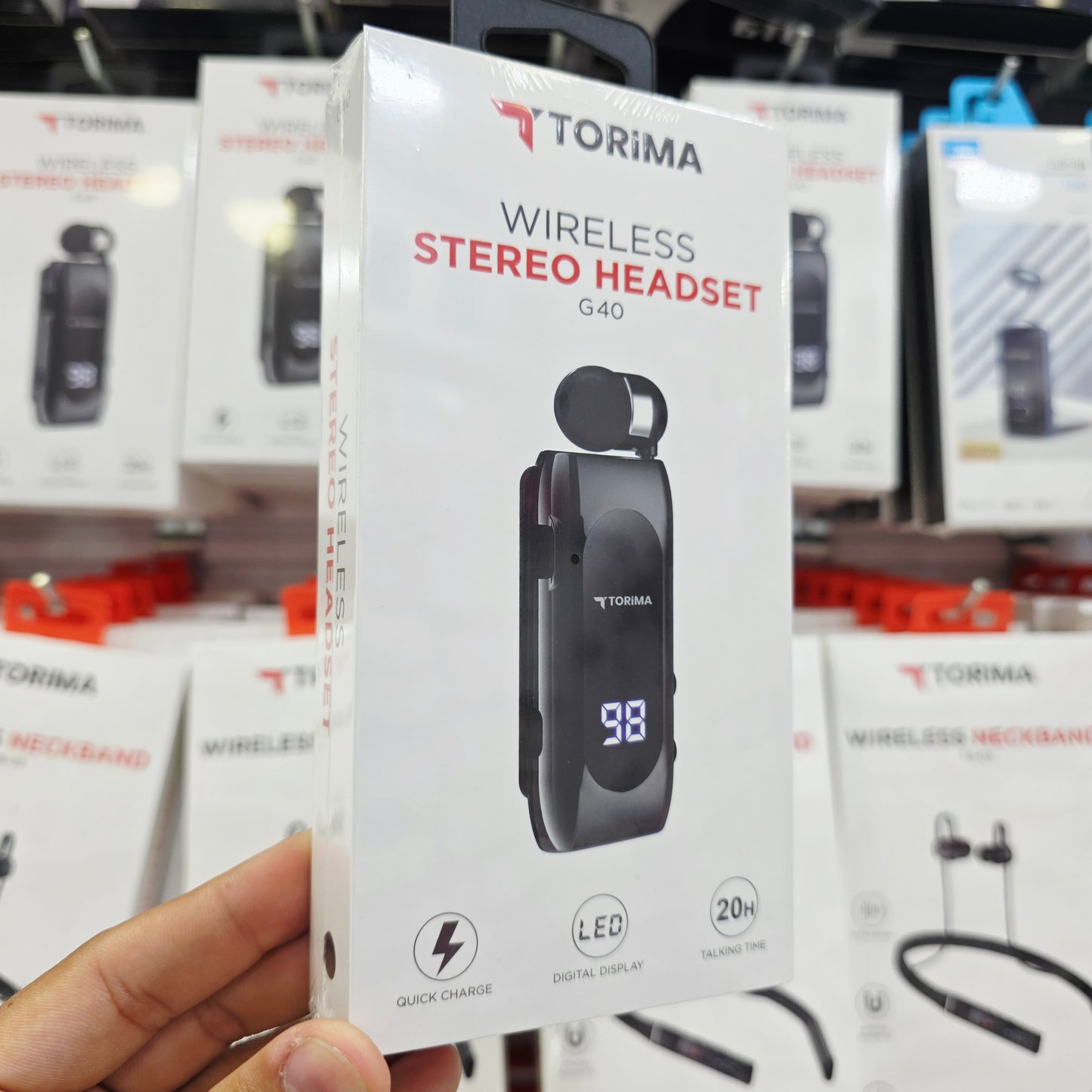 Makaralı tek kulaklık mikrofonlu led göstergeli 20saat konuşma süreli stereo bluetooth kulaklık - B3B