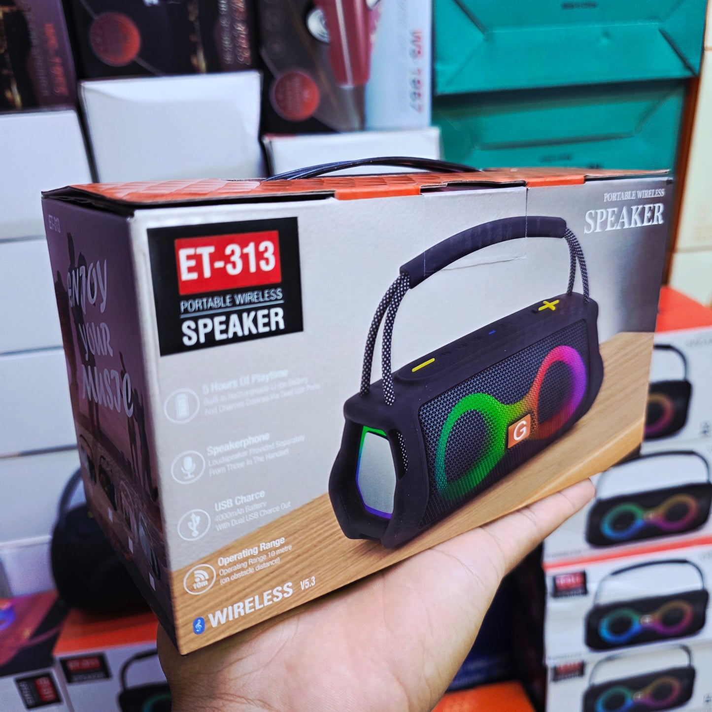 Taşınabilir rgb led ışıklı 12 saat çalışma süreli mikrofonlu basslı 5,3v bluetooth hoparlör - H3E
