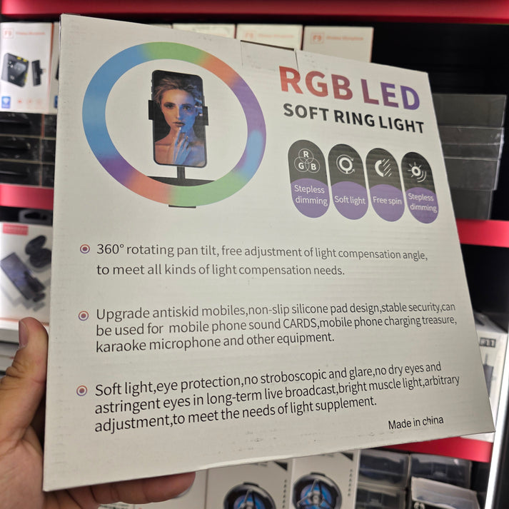 Mj26 rgb led multicolor selfie ring light 10 inch (26 cm) including tripod stand - G1J