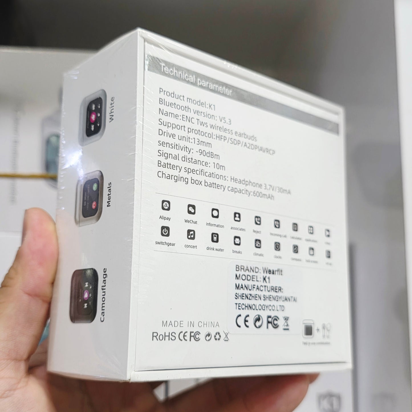 K1 dokunmatik ekranlı ANC ENC kulak içi mikrofonlu 5,3v bluetooth kulaklık - B3K