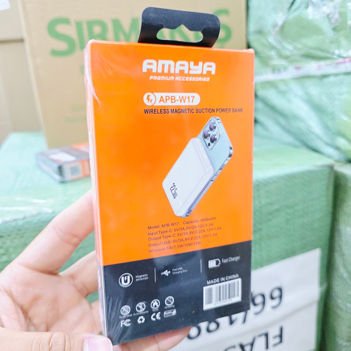 22,5W 5000 mah magsafeli batterypack typec ve usb çıkışlı 15w hızlı şarj destekli powerbank w17 - P1Z
