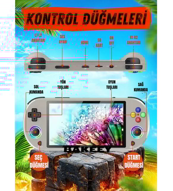 Sjgam M22 Pro Retro Oyun Konsolu 5.0 ''ıps Ekran Dahili 20000+ Oyun Emülatörleri Rgb LED Joystick - G6M