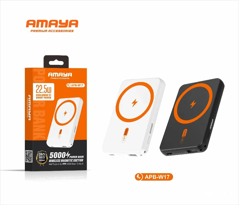 22,5W 5000 mah magsafeli batterypack typec ve usb çıkışlı 15w hızlı şarj destekli powerbank w17 - P1Z