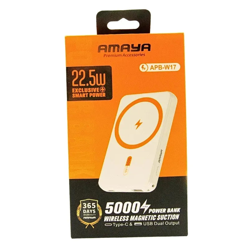 22,5W 5000 mah magsafeli batterypack typec ve usb çıkışlı 15w hızlı şarj destekli powerbank w17 - P1Z