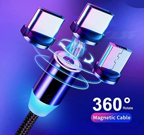 X-cable 3-in-1 2a magnetic metal charging cable | micro usb + type-c + lightning connector | 360° rotating magnetic cable - S3J