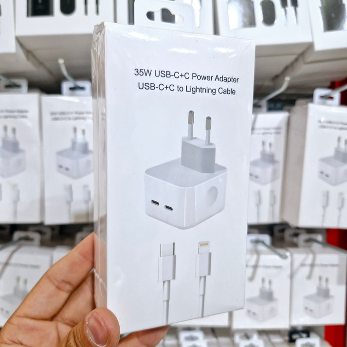 Logosuz 35w çift typec çıkışlı ve typec to lightning pd kablo şarj seti - S3L