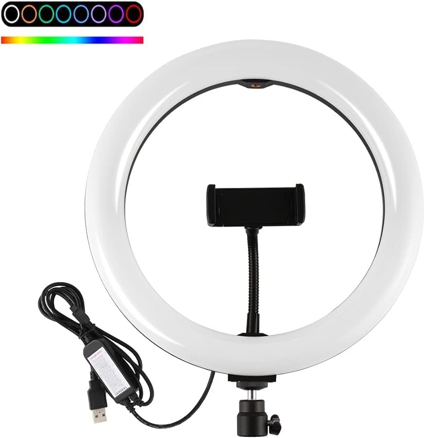 Mj26 rgb led çok renkli selfie ring light 10 inç (26 cm) rtipodlu ayak dahil