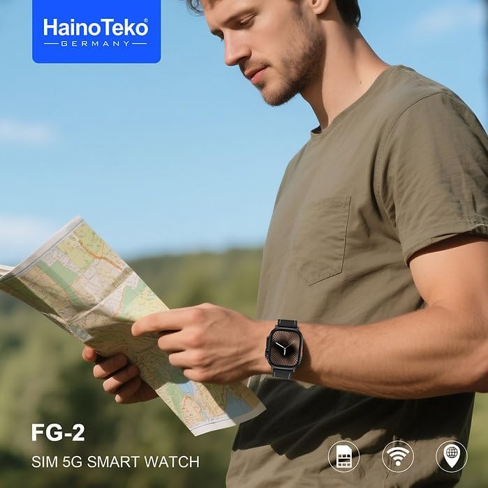 Haino Teko Germany FG-2 5G SIM Internet and Social Media Supported Camera Android Software 49mm Smart Watch - A2N