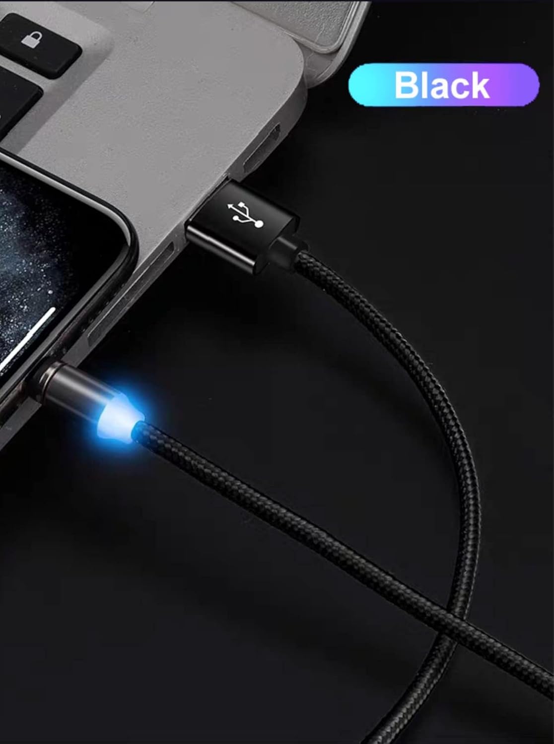 X-cable 3-in-1 2a magnetic metal charging cable | micro usb + type-c + lightning connector | 360° rotating magnetic cable - S3J