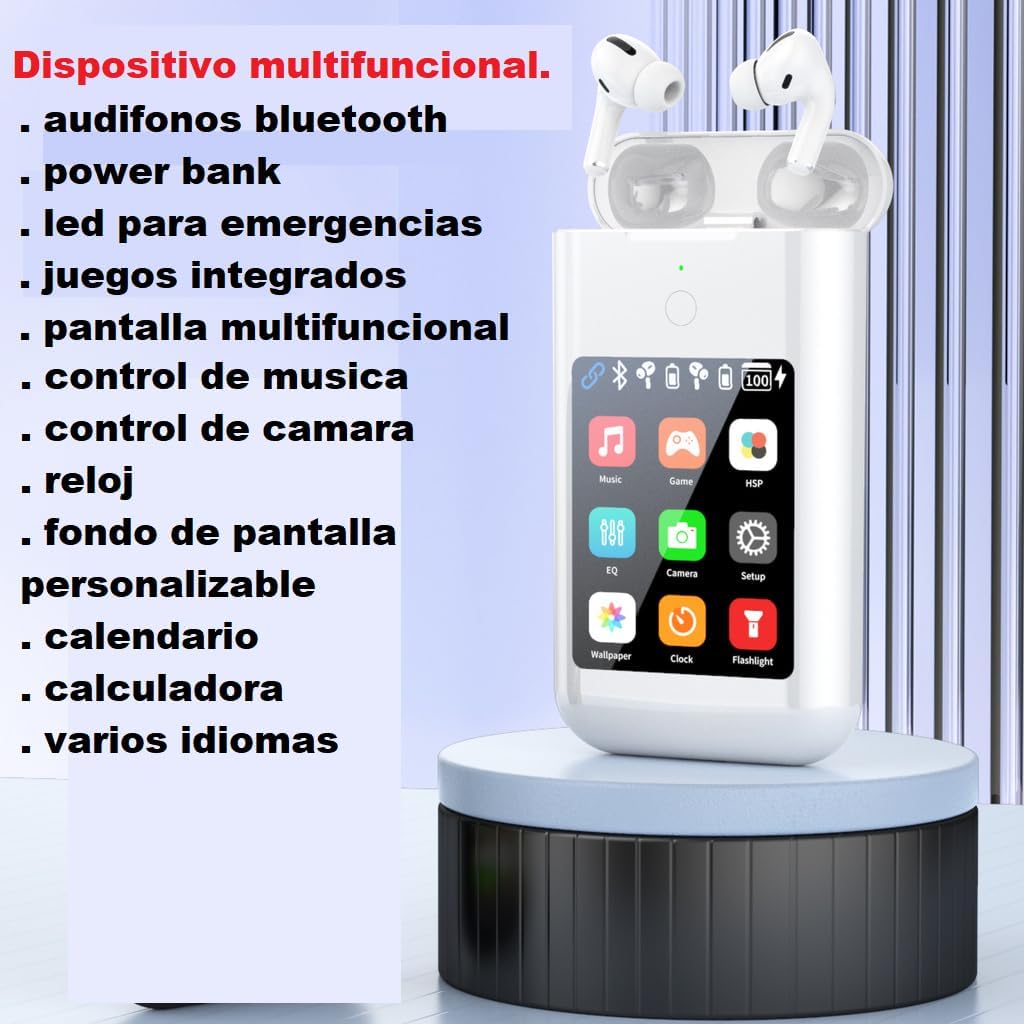 8,000 mAh USB output power bank AMOLED screen in-ear ANC touch Bluetooth headphones A98 - B2W