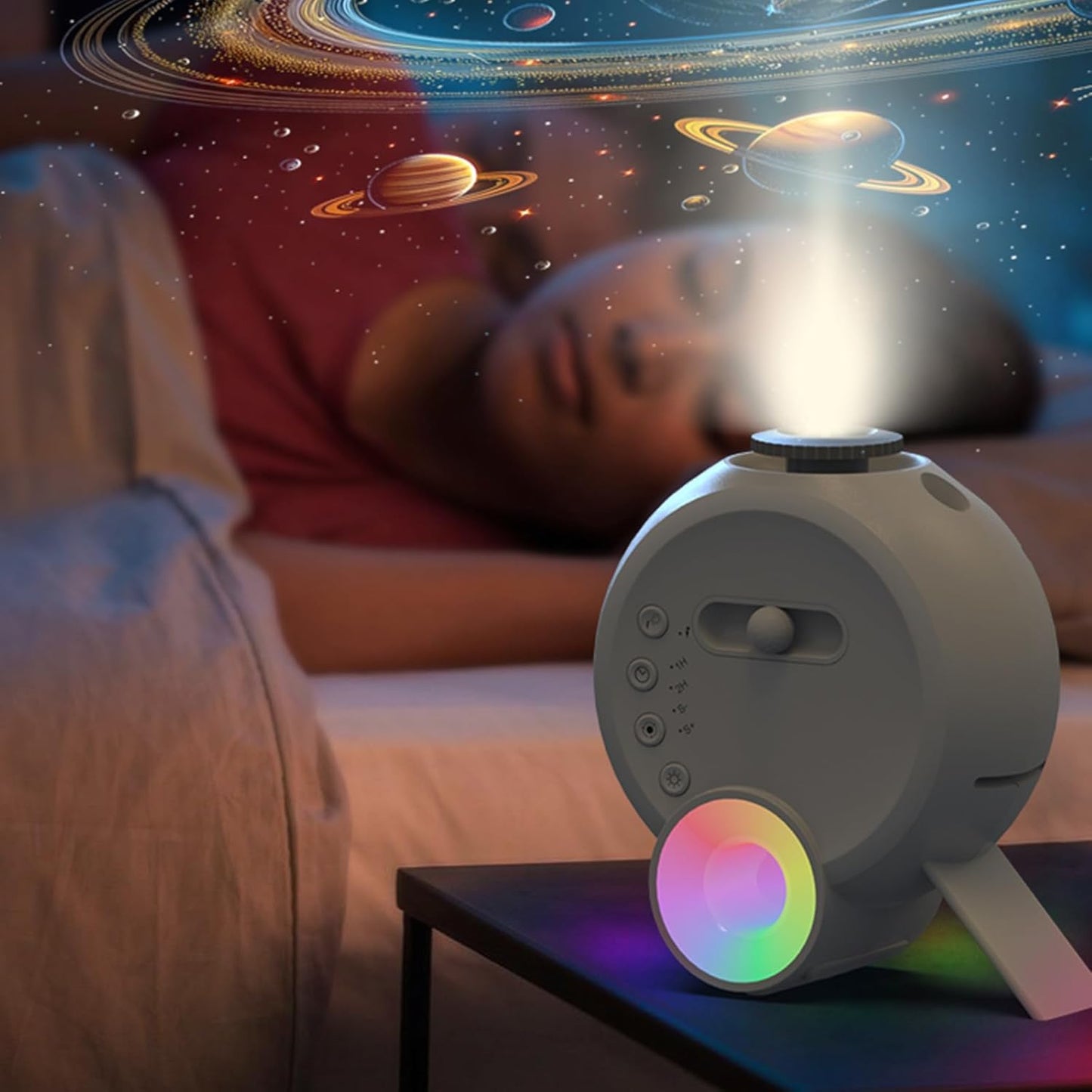 Galaxy Projektör Yıldız Gökyüzü Projeksiyon Lambası 13 Film Diski RGBCW Yatak Odası Ortam Işığı Gece Lambası BT Hoparlörler 15 Beyaz Gürültü Parçası 1H/2H/4H Uzaktan Kumanda ile Zamanlayıcı Ay - H3P