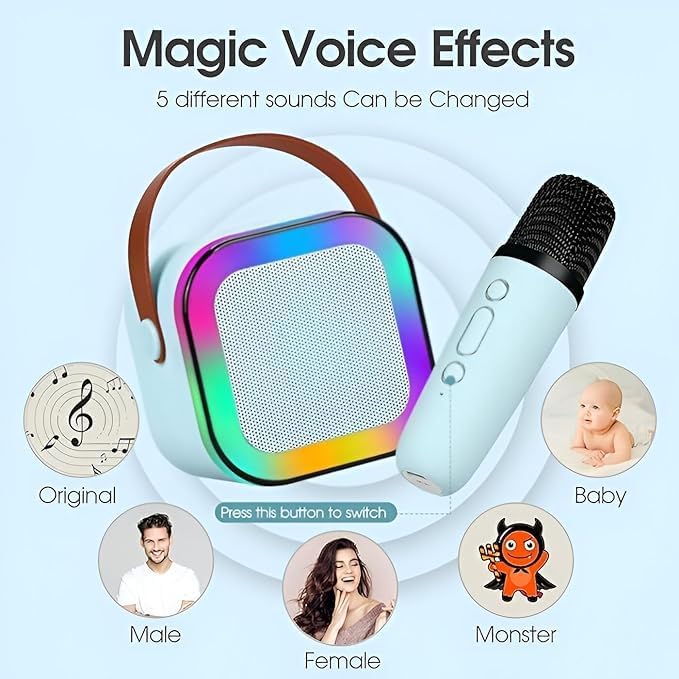 K12 Taşınabilir Bluetooth Hoparlör – Mikrofonlu ve RGB Işıklı