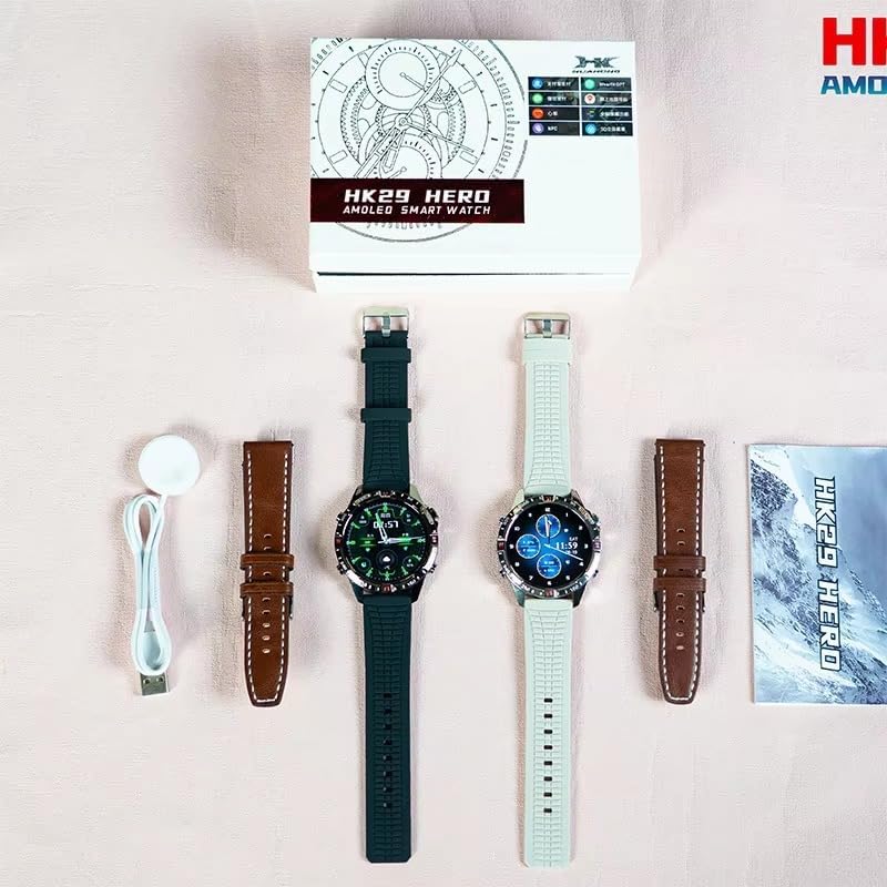 HK29 Hero Amoled Ekran Yuvarlak Akıllı Saat Navigasyon Bluetooth Çağrı Android Ios Uyumlu Saat - A3C