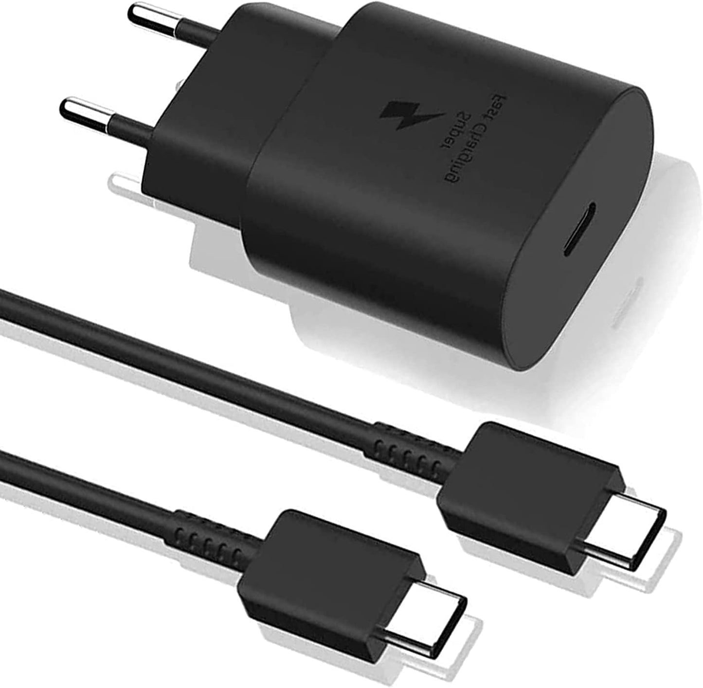 samsng 25W süper hızlı typeC çıkışlı başlık adaptör ve typeC to typeC 1m kablo şarj set