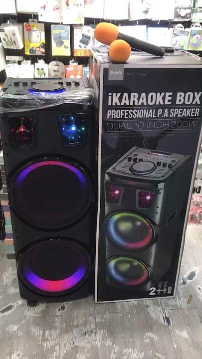 BTS-1708 Wireless Bluetooth Speaker | 200W Power, Dual Speakers & Microphone, RGB Light, 3600mAh Battery, TWS Support, USB/TF/FM - H2U