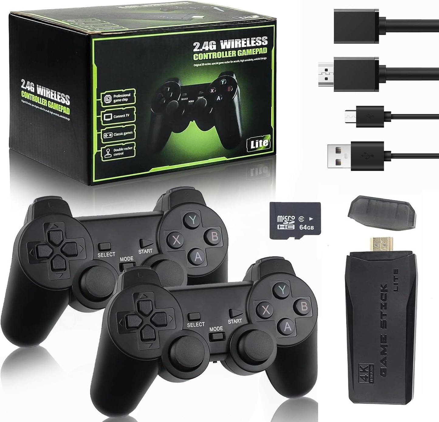 M8 64GB Dual Pad 4K Game Stick – 20.000+ Oyunlu Retro Oyun Konsolu