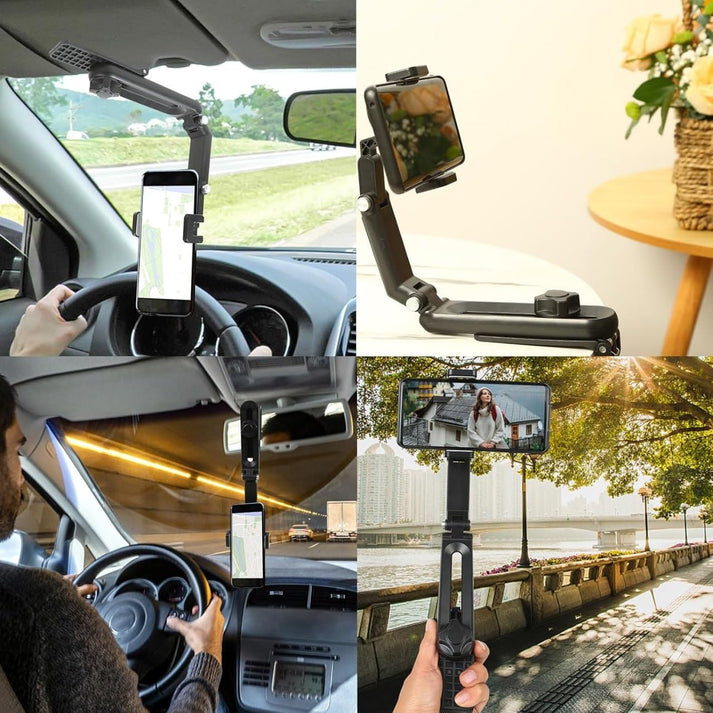 Foldable vacuum in-car phone holder with sun visor mount cz-70202 - R2D