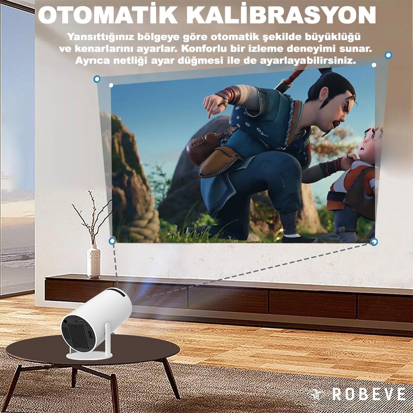HY300 Akıllı full hd Mini Projektör – Android 11, Çift WiFi6, BT5.0 ile Ev Sineması Deneyimi