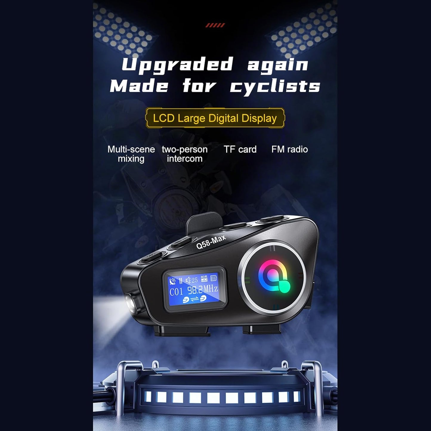 Q58 Max Kablosuz Motosiklet İnterkom Kulaklık Gürültü Engelleme, radyolu 2 Sürücü için 500M İçinde canlı telsiz Konuşur 5.3v bluetooth su geçirmez - G6P