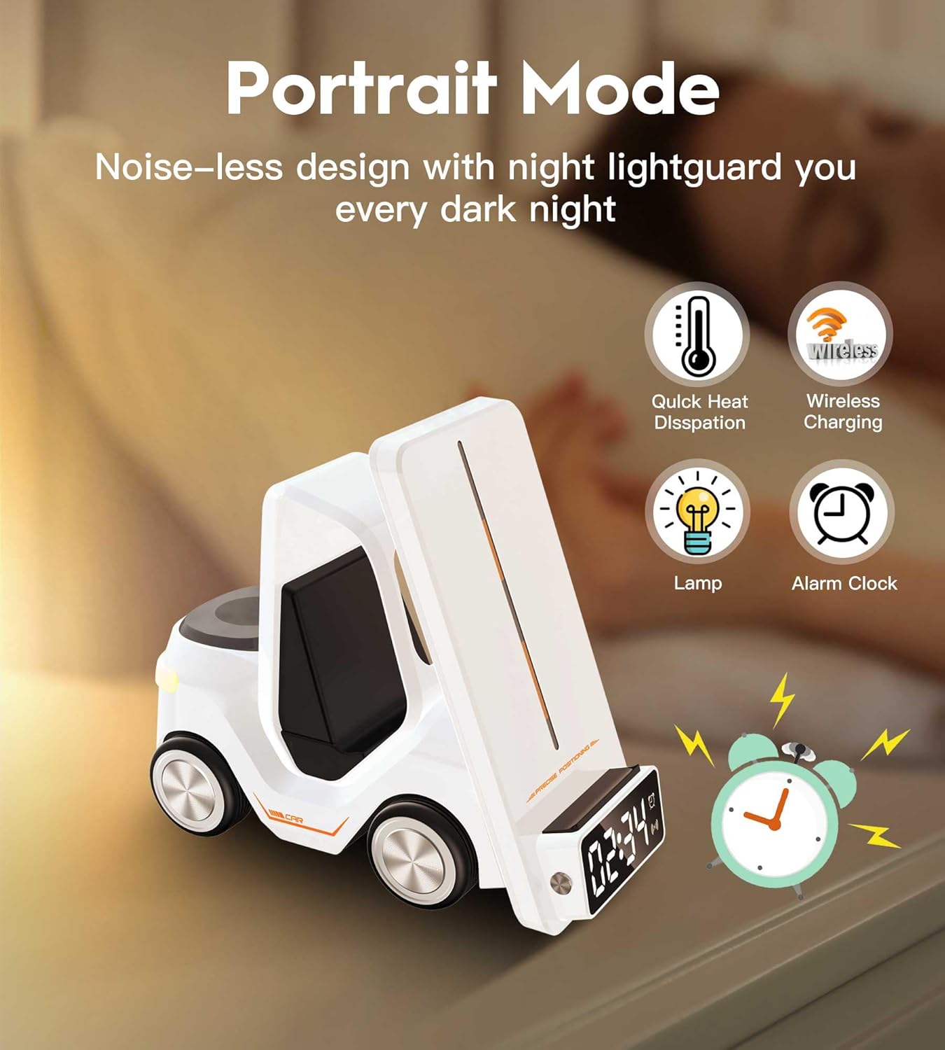 Multifunctional smart car design wireless charging desk clock! - G3O
