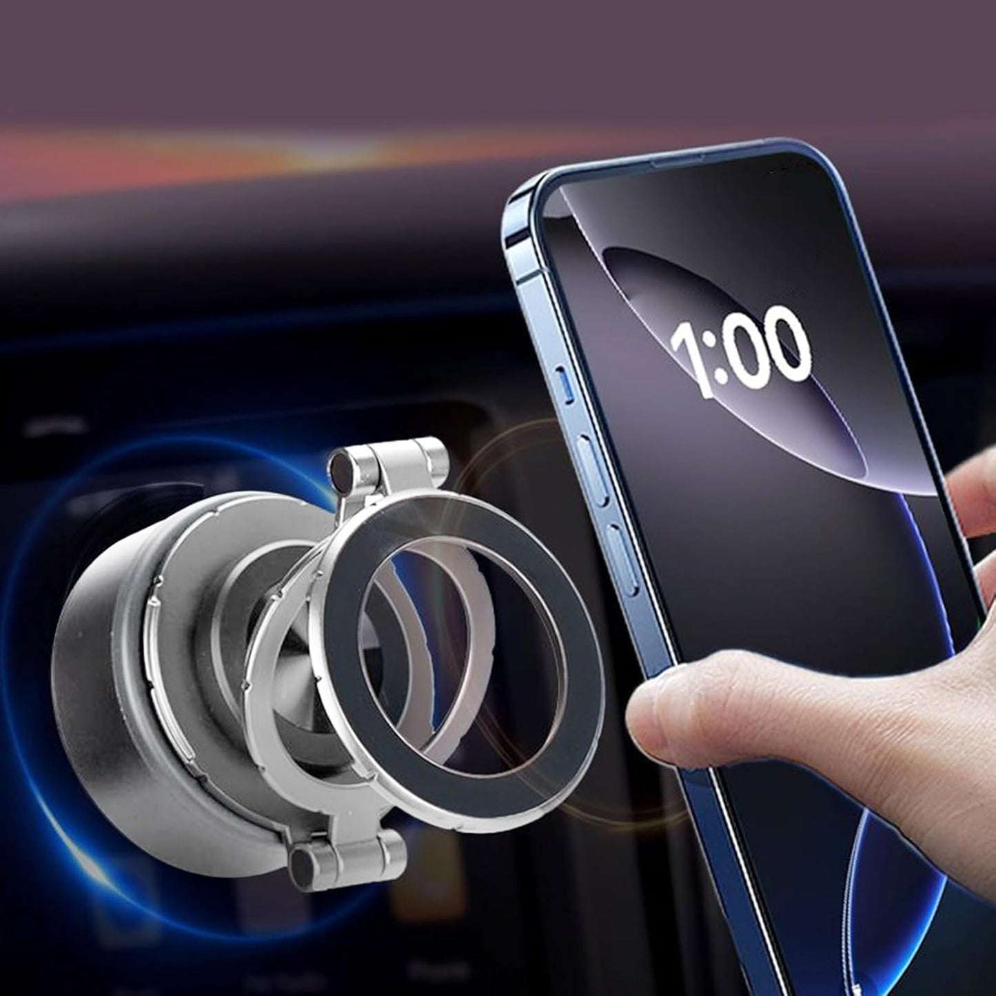 Elektrikli vakumlu magsafe magnetli araç içi telefon tutucu 360 derece döner - R2N