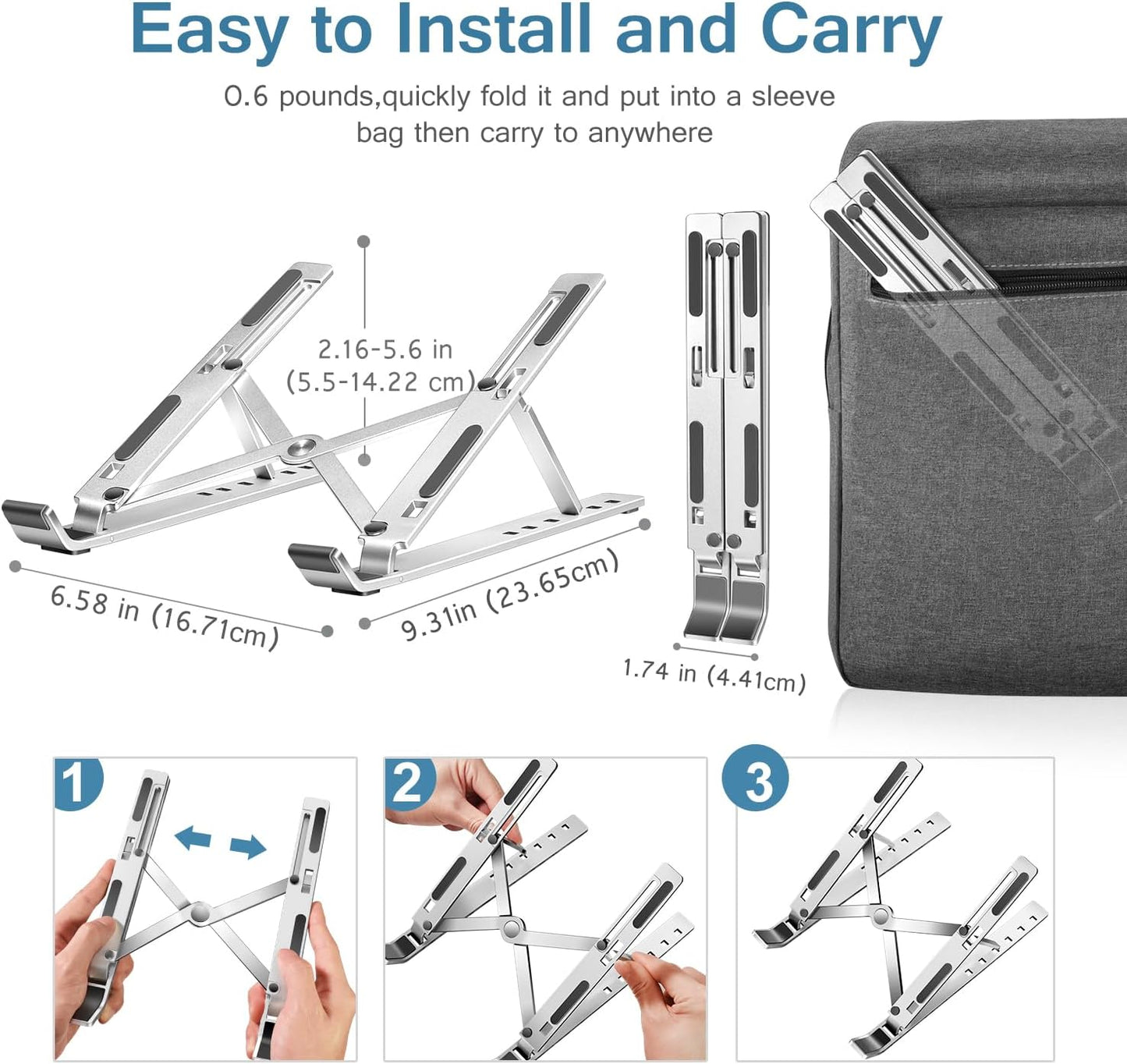 Adjustable foldable laptop and tablet stand - G2H