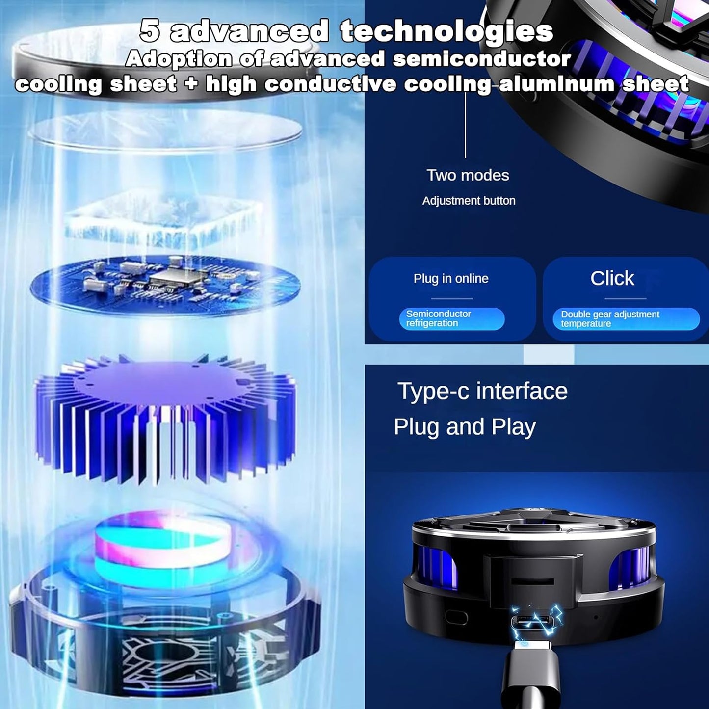 SL-18 phone cooler – magnetic coupling, semiconductor cooling and digital RGB temperature display - G3H