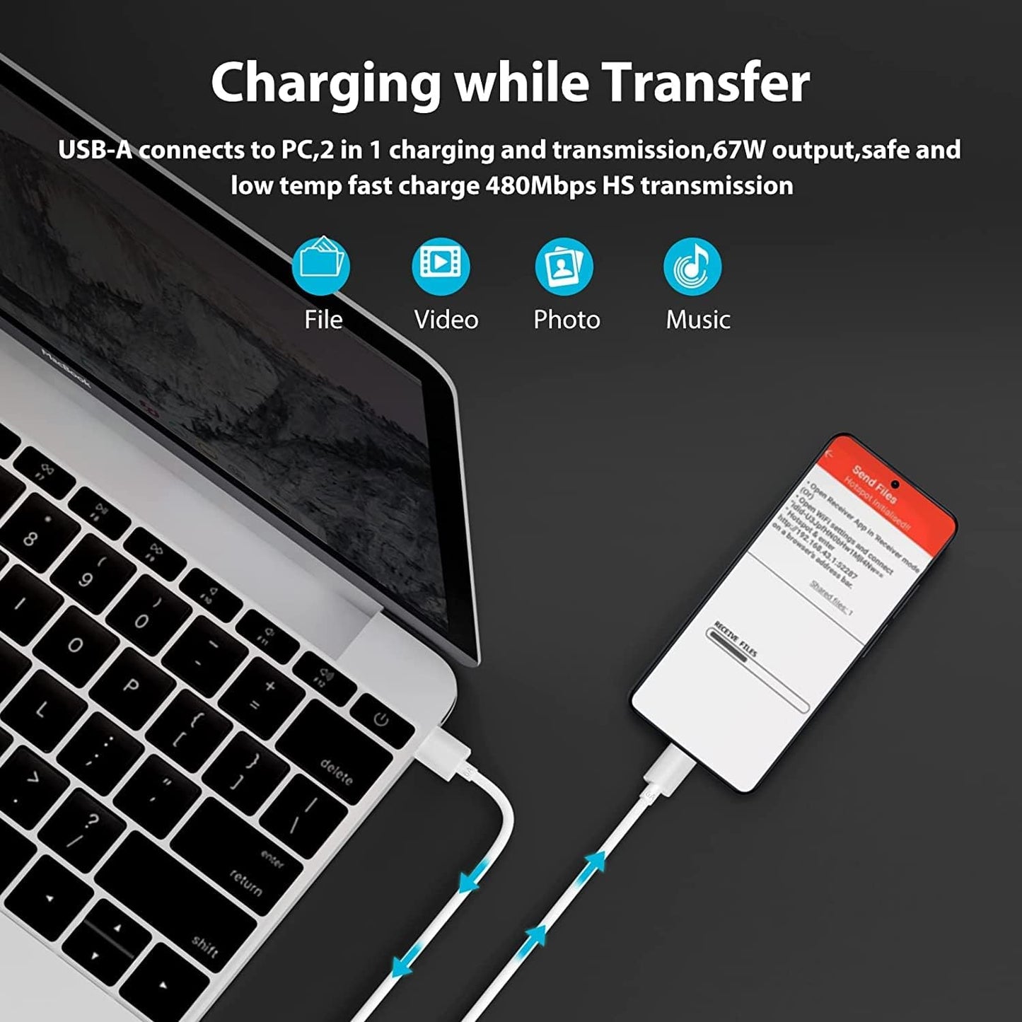 Logosuz 67w turbo şarj desterkli usb typec şarj seti - S2Q