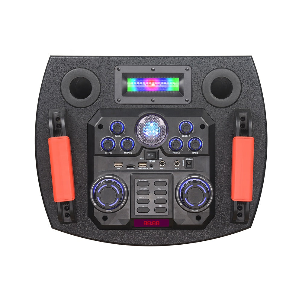 NDR-1212S مكبر صوت بلوتوث محمول 2x12 بوصة 100 وات - مع ميكروفون وإضاءة RGB