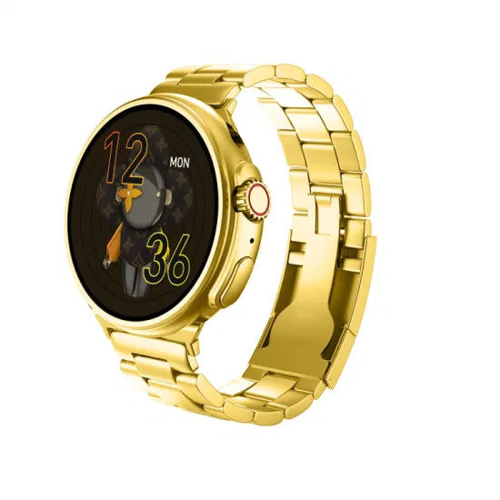 GS Wear G10 Gold 1,45 İnç 24K Gold Edition Yuvarlak Akıllı Saat - Şıklık ve Teknolojinin Mükemmel Buluşması