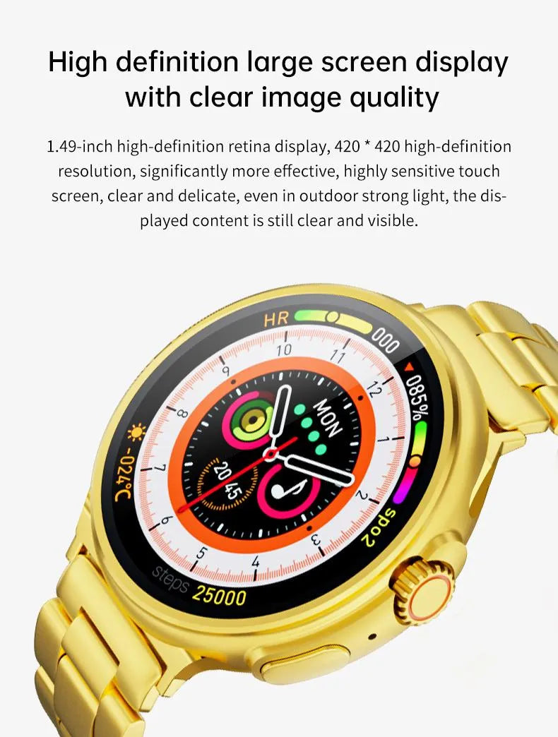 GS Wear G10 Gold 1,45 İnç 24K Gold Edition Yuvarlak Akıllı Saat - Şıklık ve Teknolojinin Mükemmel Buluşması - KolayMagza