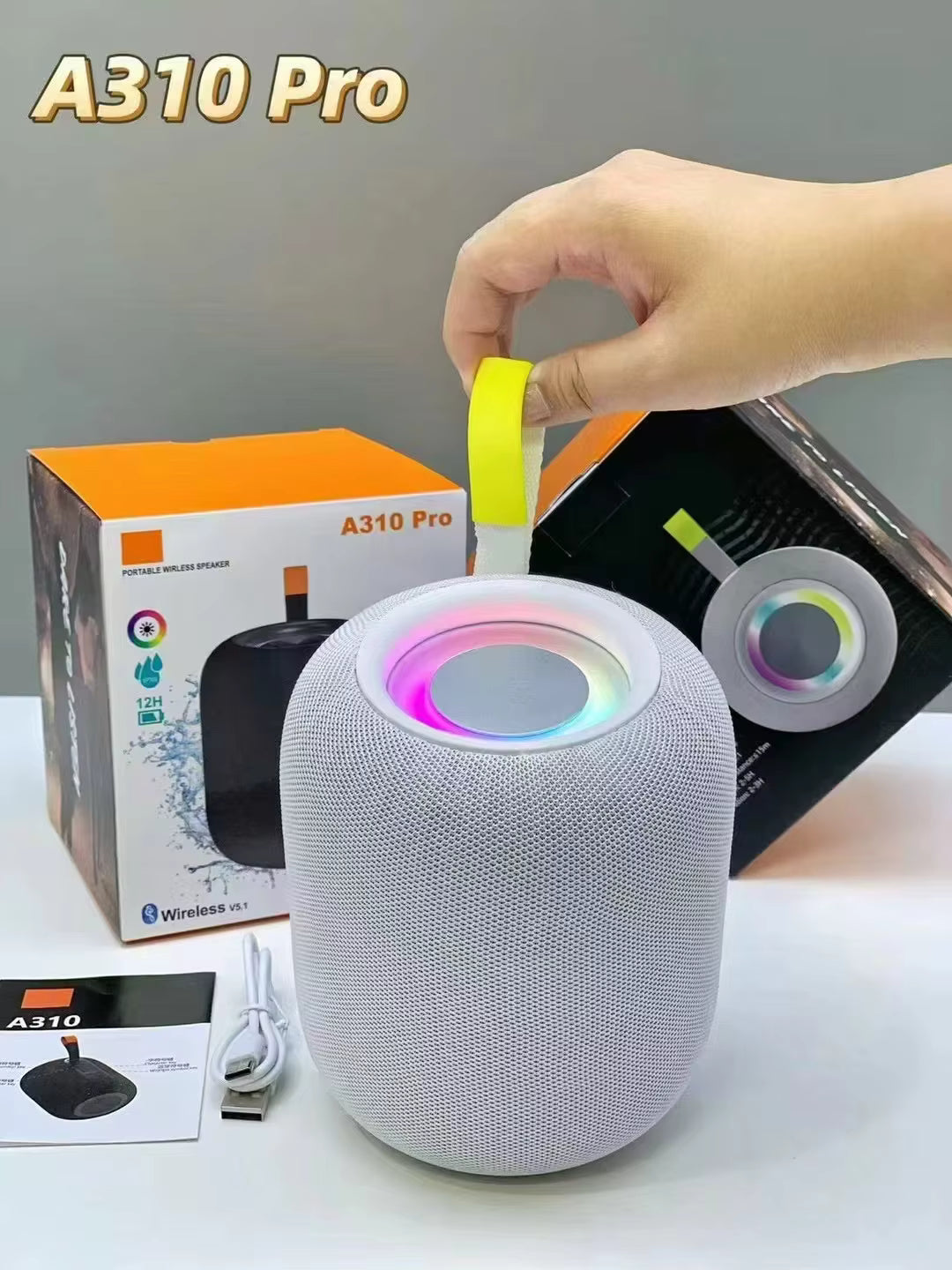 A310 pro ev masaüstü kablosuz taşınabilir LED rgb ışıklı 10 metre menzilli suya dayanıklı 12 saat pil ömürlü şarj edilebilir 15W 5,1v bluetooth hoparlör - H3U
