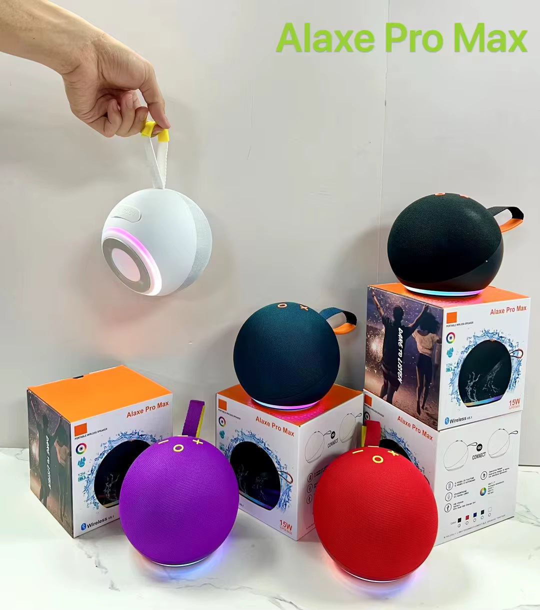 Alexa pro max ev masaüstü kablosuz taşınabilir LED rgb ışıklı 10 metre menzilli suya dayanıklı 12 saat pil ömürlü şarj edilebilir 15W 5,1v bluetooth hoparlör - H3T