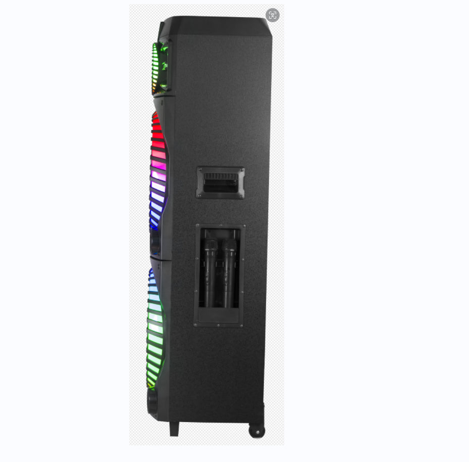 UF-A1213K مكبر صوت بلوتوث محمول مقاس 2 × 12 بوصة - مع ميكروفون وإضاءة RGB