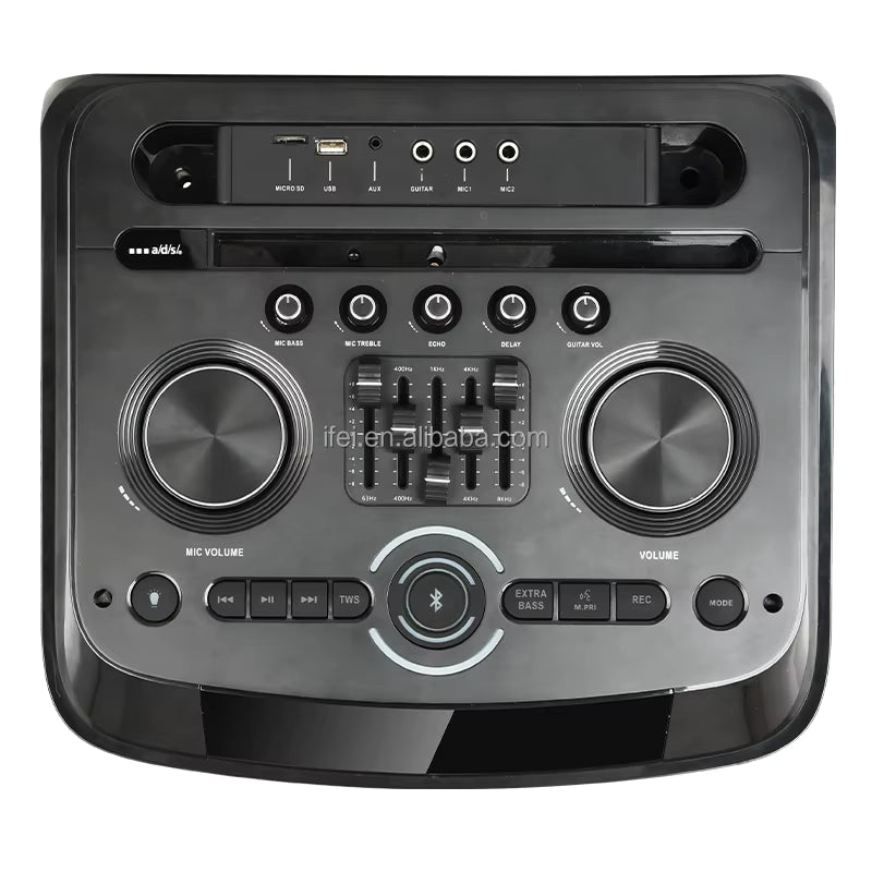 PTE12H Wireless Speaker | 800W Power, Dual Microphone, 4 Wheels, Cart, RGB Light, Powerful Bass and High Sound, TWS Support, USB/TF/FM - H2T