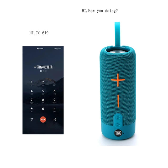 TG-619 kumaş dokulu 10W 1200mah stereo fm radyo Sd kart Usb aux destekli 5.0V taşınabilir Bluetooth hoperlör